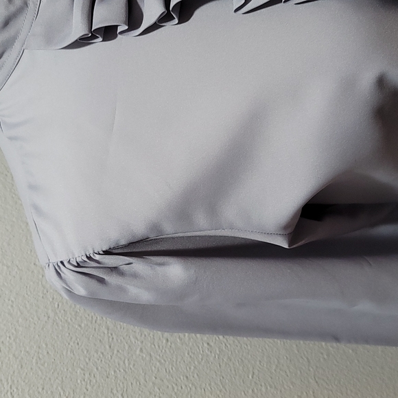 VICTORIAN ROMANTIC VINTAGE FEMININE COTTAGECORE BUTTON DOWN LAVENDER BLOUSE TOP - Picture 5 of 16